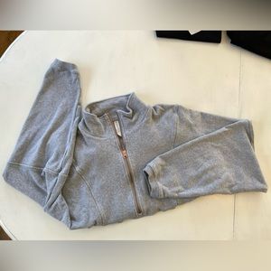 P’tula Quartered zip Heathered Grey with rose gold zipper size M